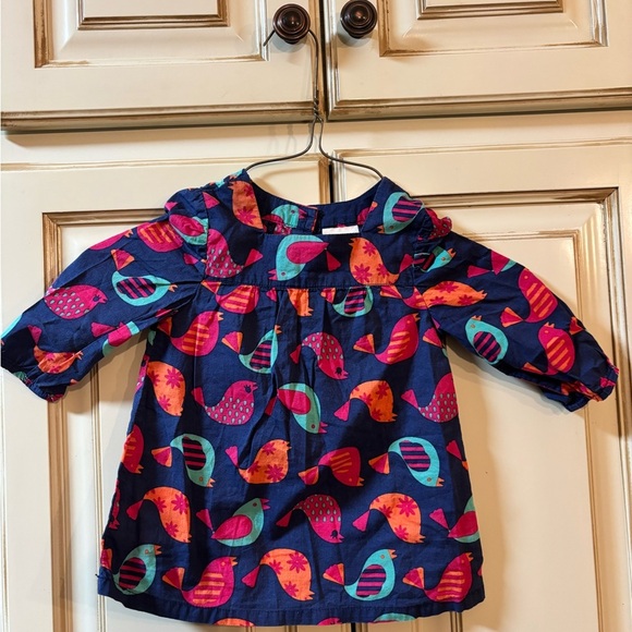 Nursery Rhyme Kids Dress - Blue with Multicolor Birds - Picture 1 of 4